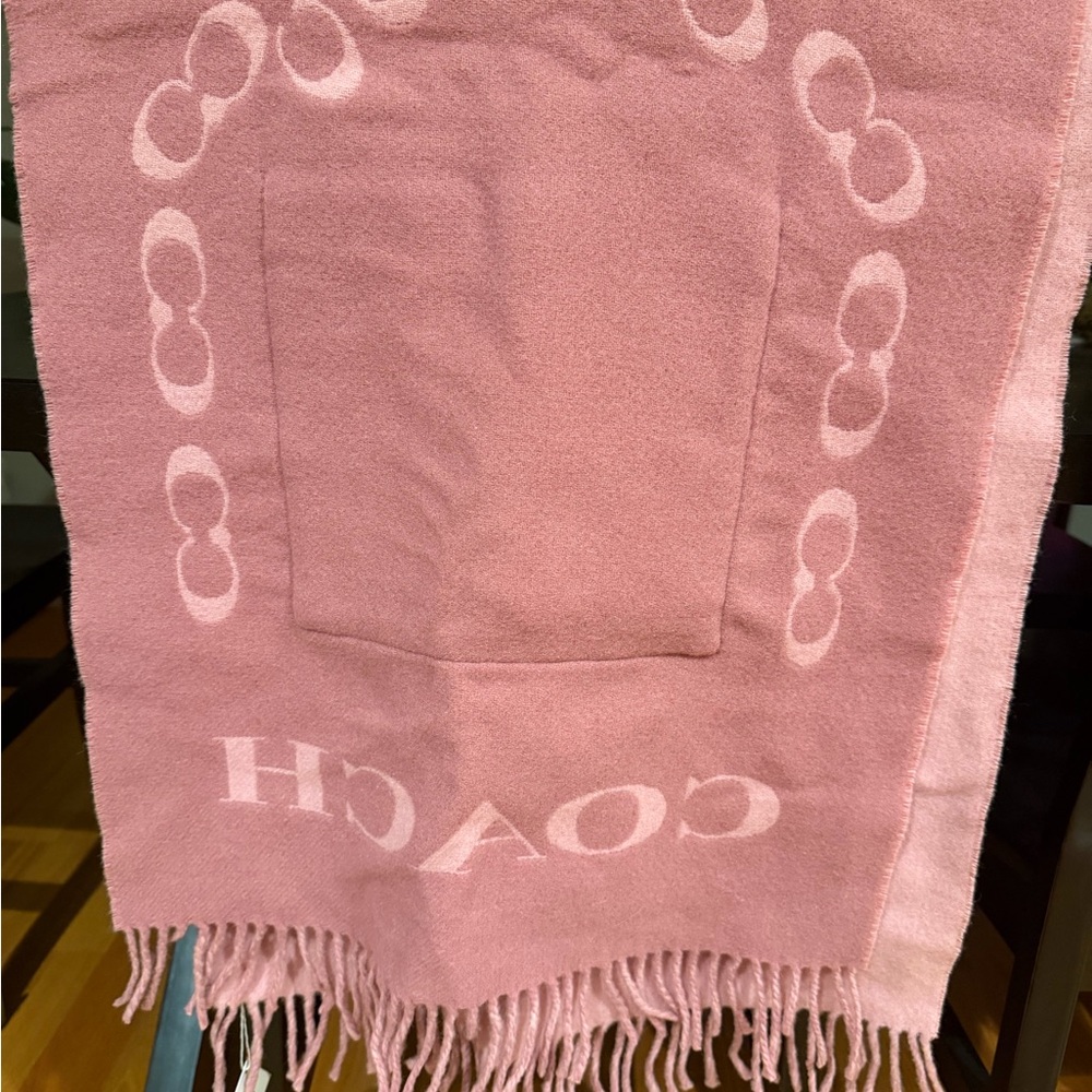Coach Rose Pink Wool Scarf NWT
